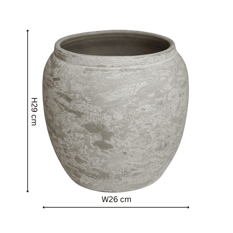 Milos Rustic Round Planter, Cement