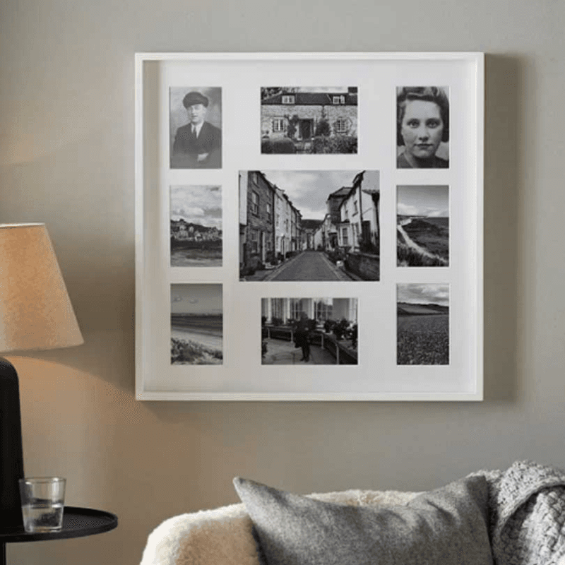 Fine 9 aperture frame, White
