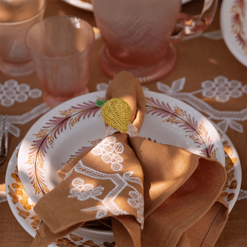 Set of 4 Napkin Rings, Lemon