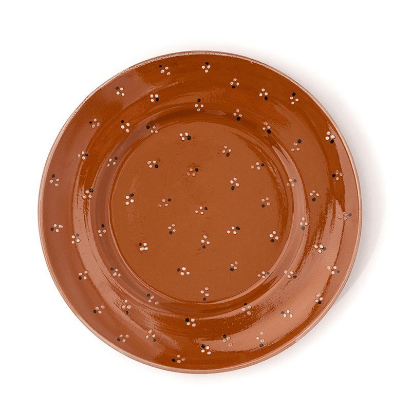 Dotty Set of 4 Dinner Plates, Terracotta