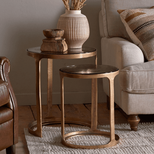 Image showing the Khidki Nesting Side Tables, Antique Brass product.