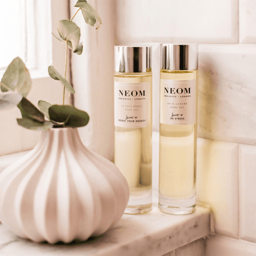 Image showing the Scent to De-Stress Real Luxury Vitamin Body Oil, White/Purple/Silver product.