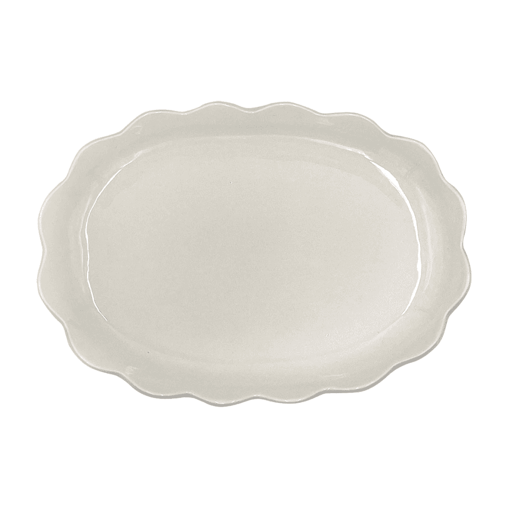 Scalloped Small Oval Platter, Cream