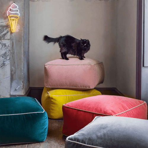 Image showing the Velvet Pouffe, Teal product.