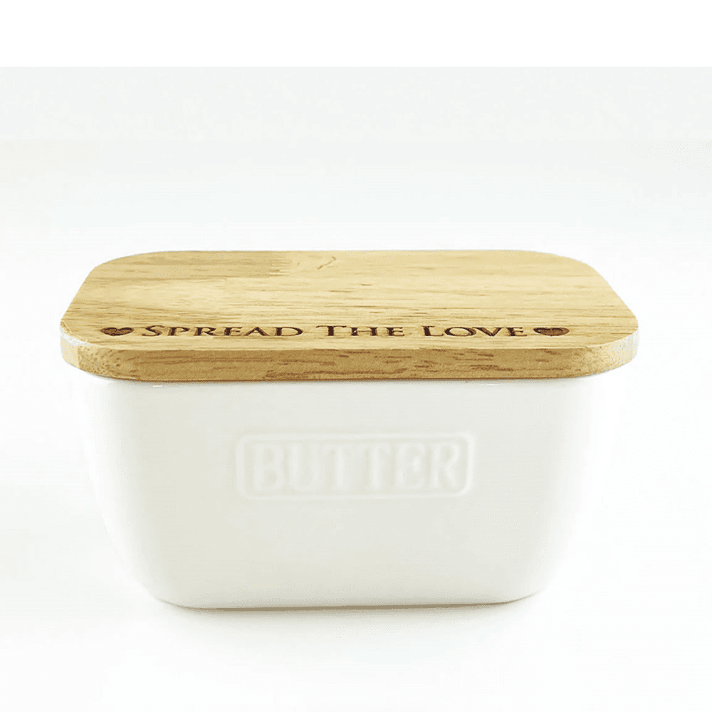 Spread The Love Butter Dish, White