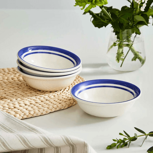 Image showing the Potter's Stripe Set of 4 Bowls, Blue product.