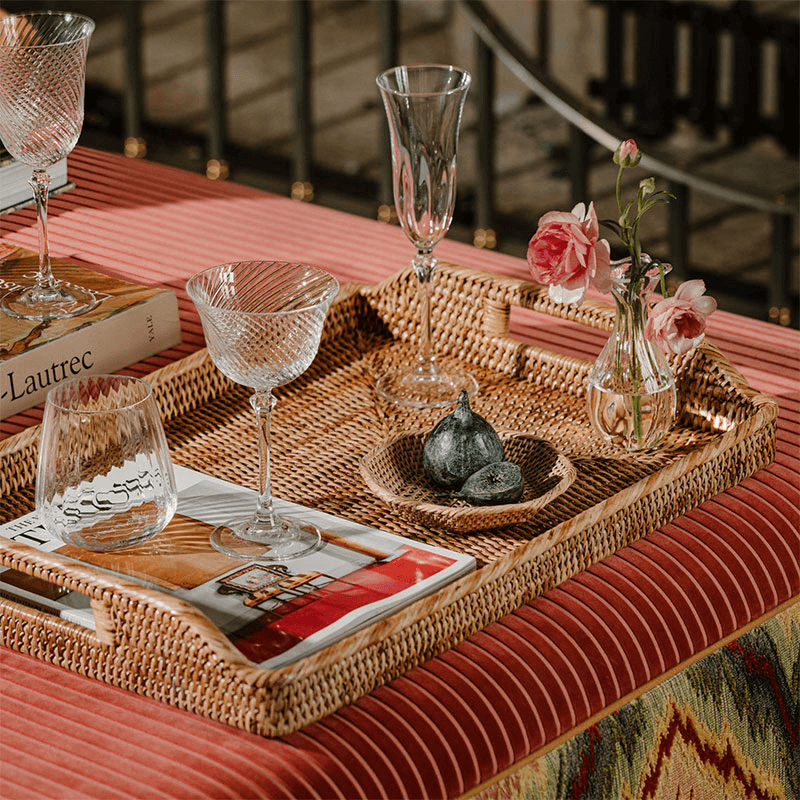 Rattan Serving Trays, Natural