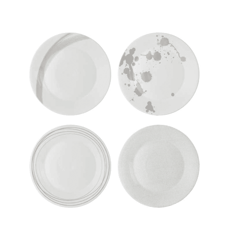 Pacific Set of 4 Side Plates Assorted, Stone