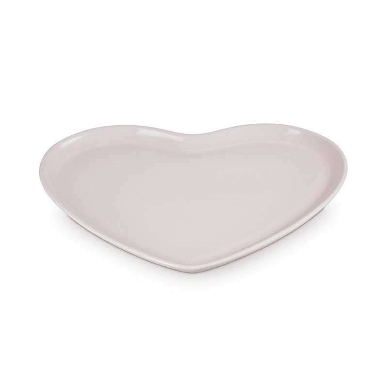 Stoneware Heart Serving Platter, Shell Pink