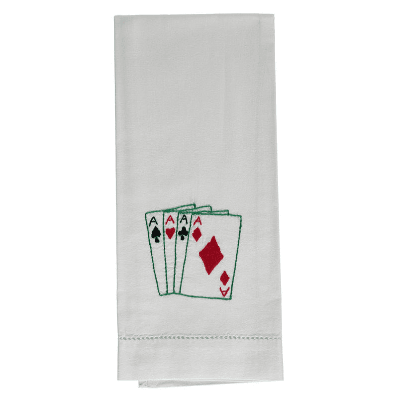 Playing Cards Hand Towel, White/Green/Red/Black
