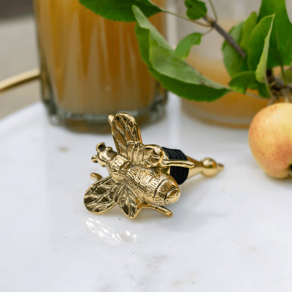 Bee Bottle Stop, Brass