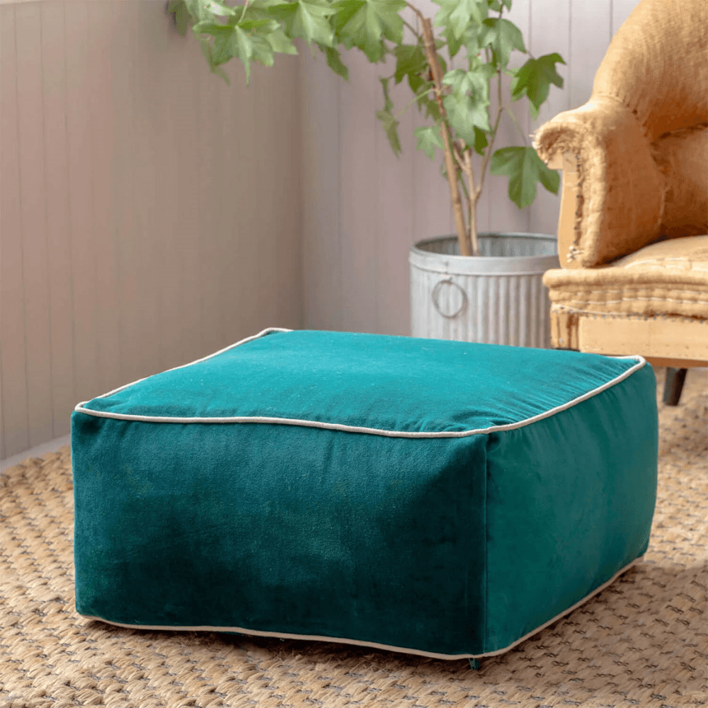 Velvet Pouffe, Teal
