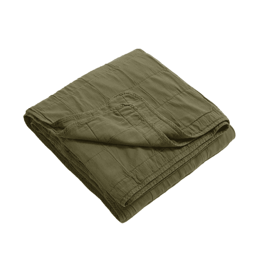 Image showing the Finn Quilted Throw, Olive Green product.