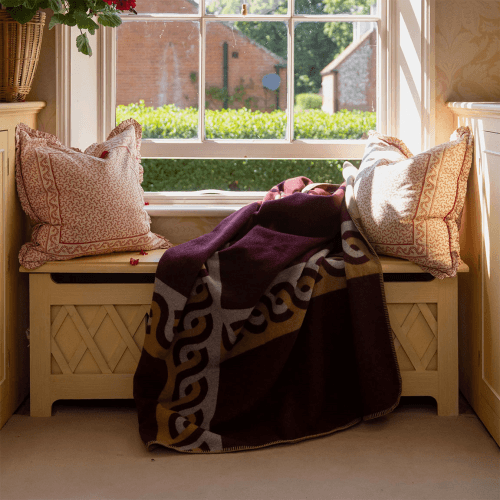 Image showing the Caline Cashmere Blanket, Burgundy product.
