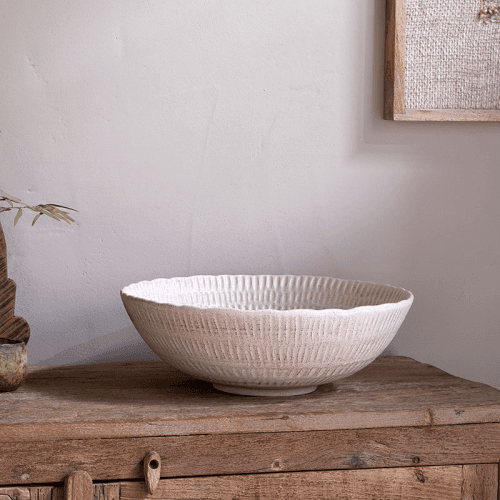 Image showing the Kayanna Ceramic Decorative Bowl, White product.