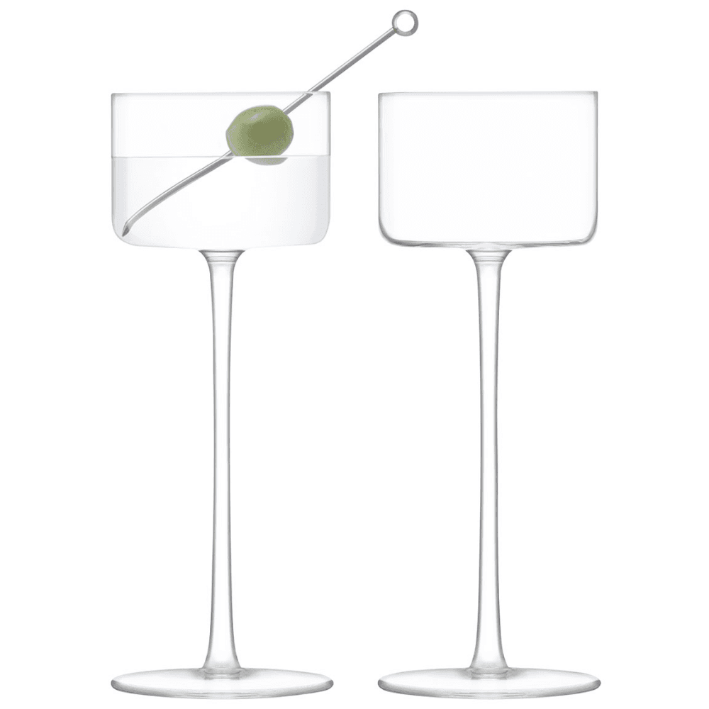 Moderne Set of 2 Mini Martini Glasses, Clear