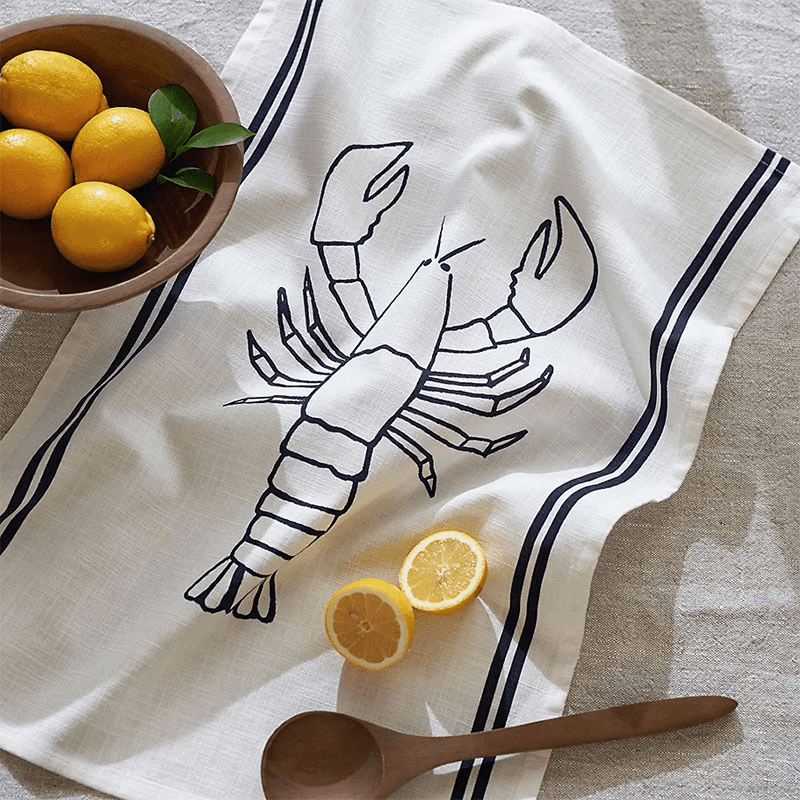 Lobster Tea Towel, White/Blue