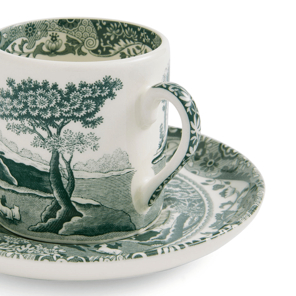 Heritage Italian Set of 4 Espresso Cups & Saucers, Green