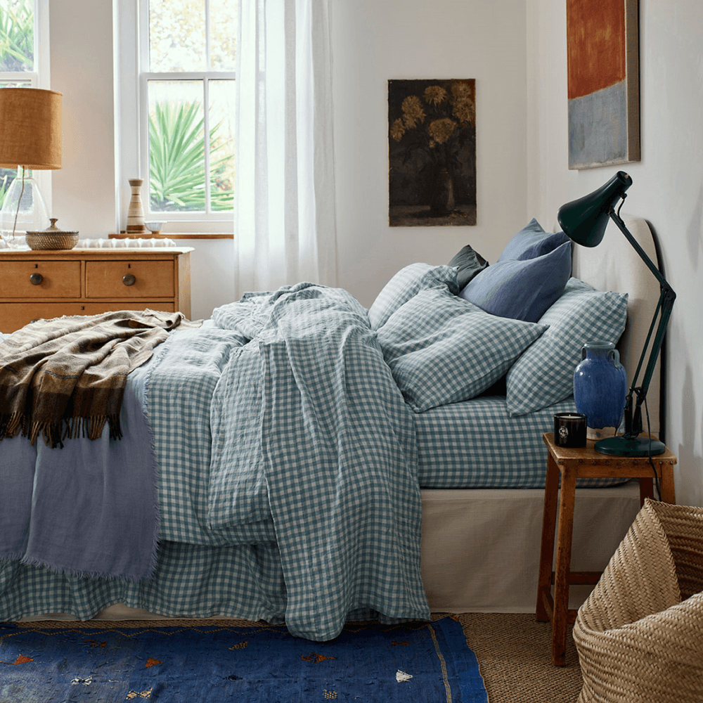 Gingham Linen Blend Duvet Cover