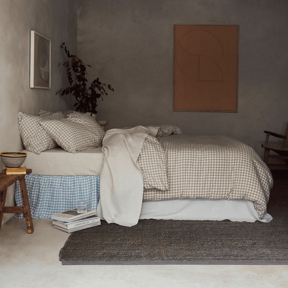 Gingham Linen Blend Duvet Cover