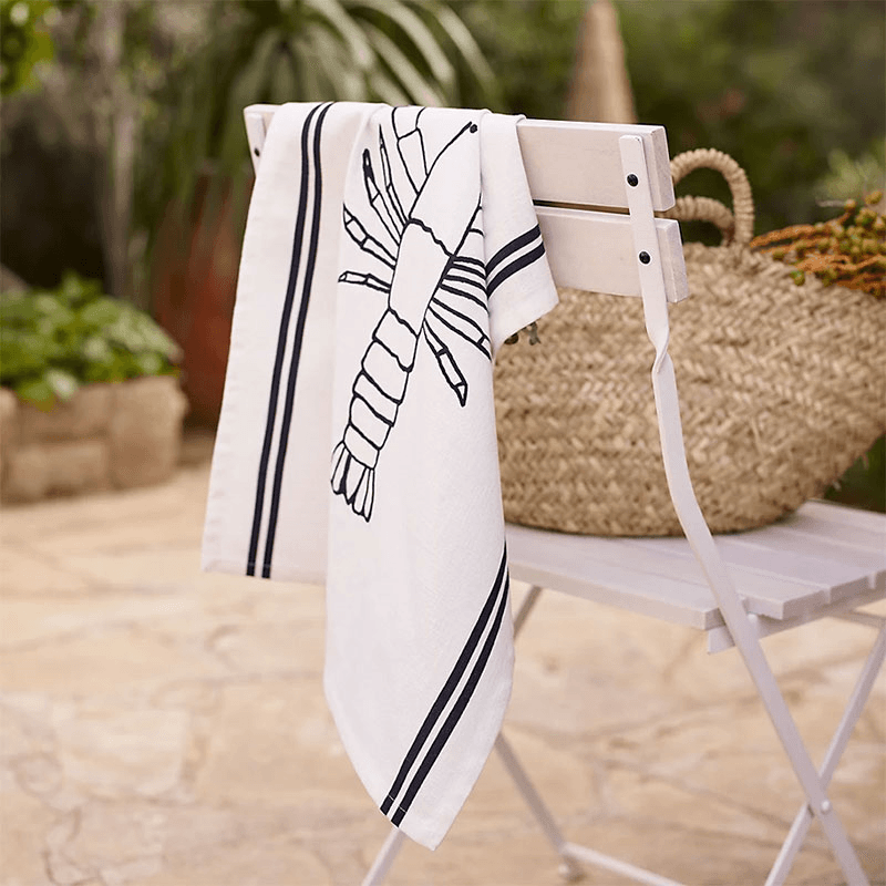Lobster Tea Towel, White/Blue