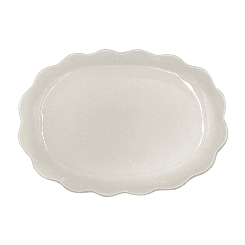 Image showing the Scalloped Small Oval Platter, Cream product.
