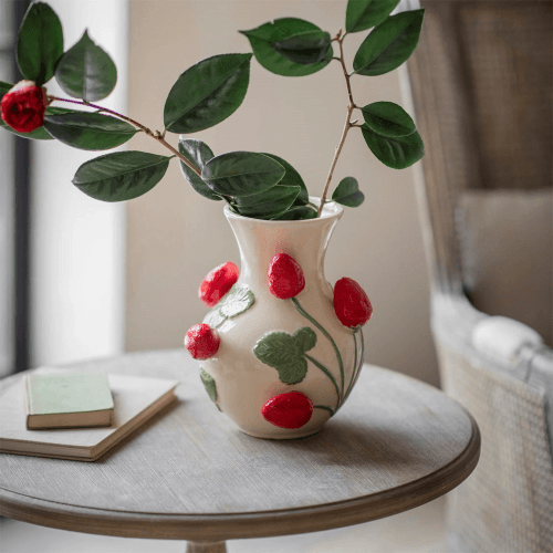 Image showing the Portloe Strawberry Vase, White product.