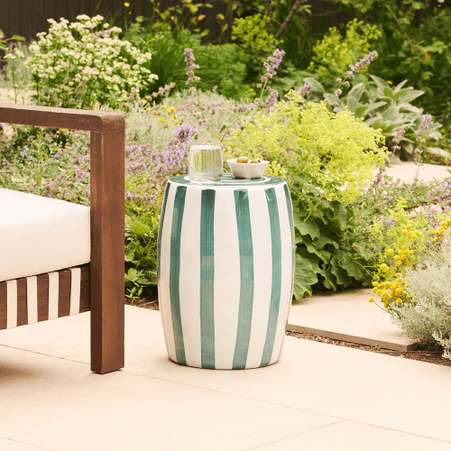 Image showing the Stripe Ceramic Stool, H45cm, Green product.