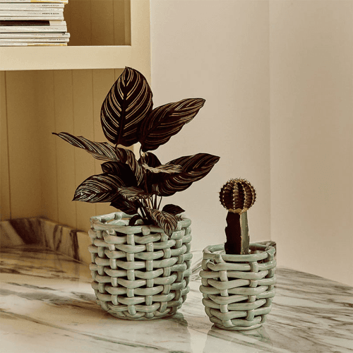 Image showing the Juicy Basketweave Planter, D13cm, Sky Blue product.
