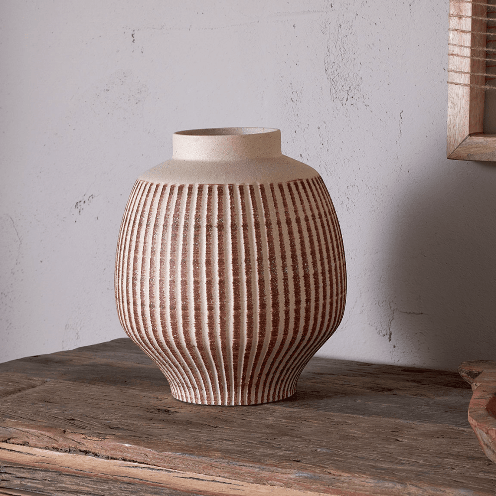 Perola Reactive Glaze Decorative Vase, Natural & Rust