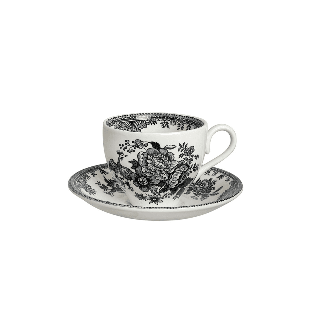Asiatic Pheasants Tea Saucer, Black & White