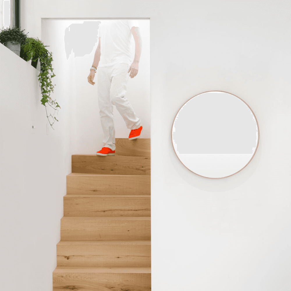Glance -660 Round Wall Mirror, Natural Oak