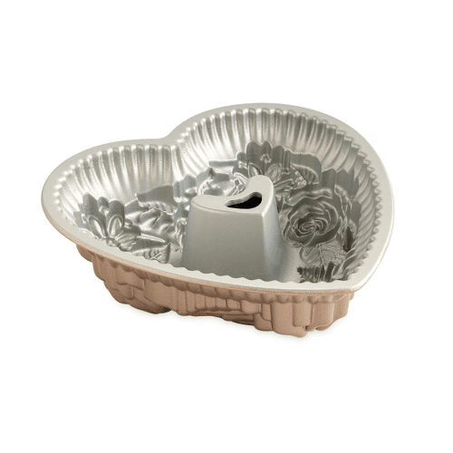 Image showing the Spring & Summer Cast Floral Heart Bundt Pan, Toffee product.