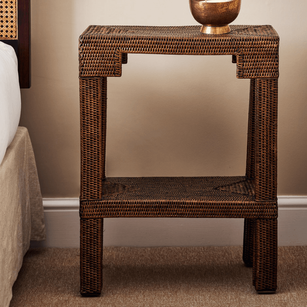 Katha Rattan Side Table, Brown