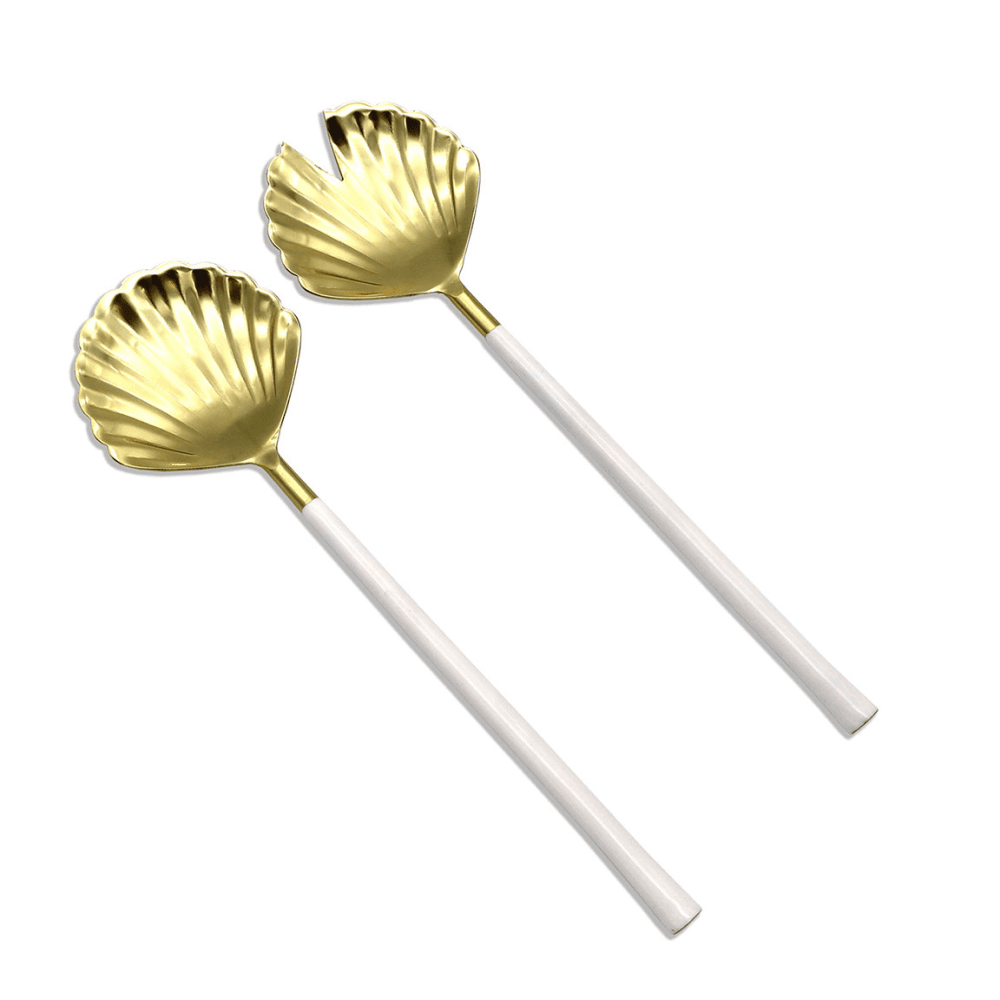 Shell Salad Servers, Gold
