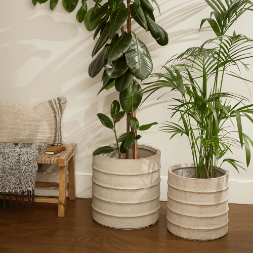 Image showing the Bamboo Effect Set of 2 Planters, Stone product.