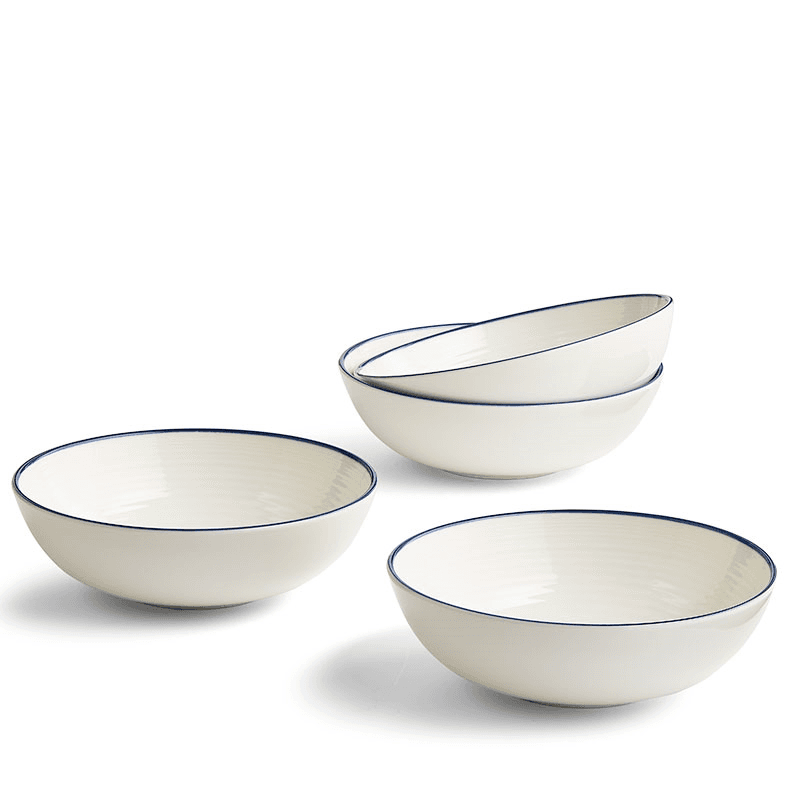 Gordon Ramsay Maze Denim Line Set of 4 Cereal Bowls, White