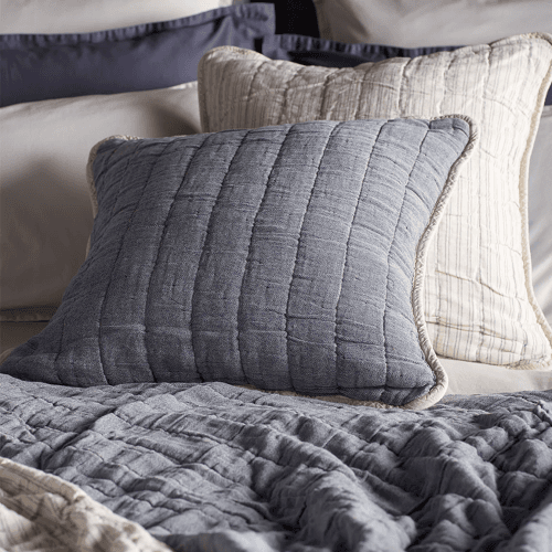 Image showing the Vivienne Quilted Cushion Cover, French Blue product.