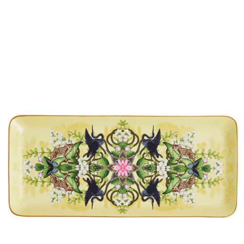 Image showing the Wonderlust Waterlily Sandwich Tray, Yellow/Floral product.