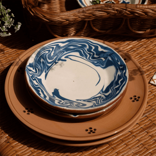 Image showing the Marbre Set of 4 Side Plates, Blue product.