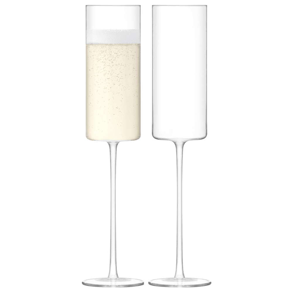 Moderne Set of 2 Champagne Flutes, Clear