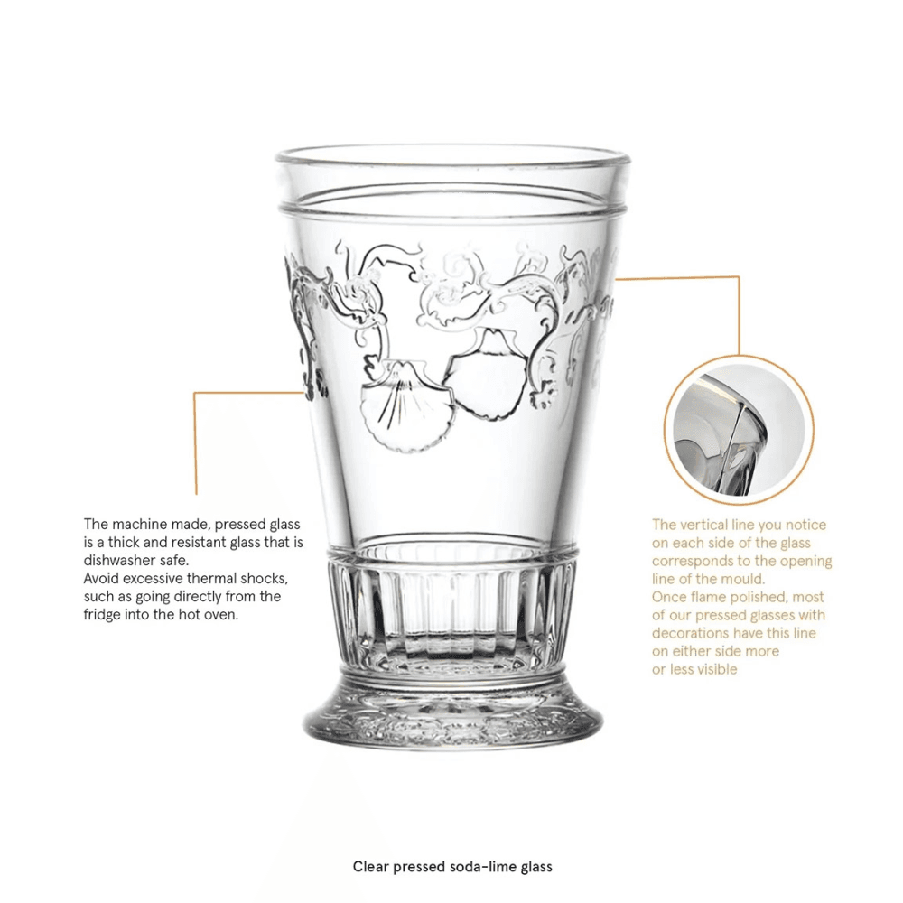 Versailles Set of 6 Long Drink Glasses, Clear