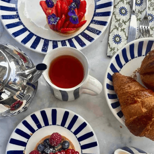 Image showing the Stripes Tea Set, Navy Blue product.