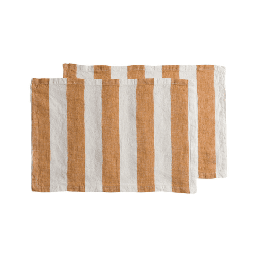 Image showing the Cora Wide Stripe Set of 2 Placemats, Amber product.