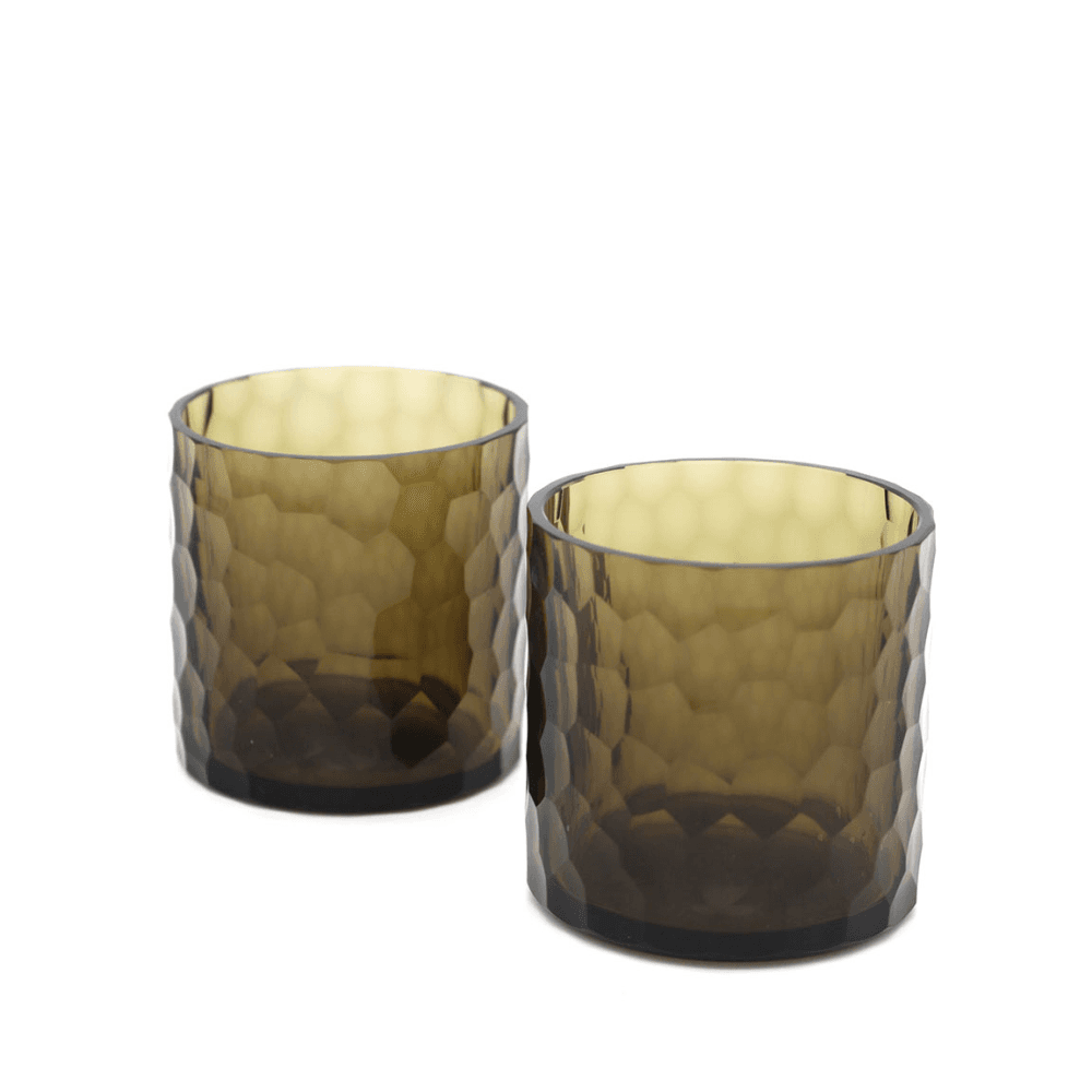 Smoked Honeycomb Set of 2 Tumblers, Smoked Brown