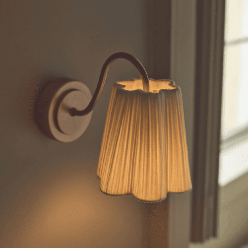Image showing the Cecile Gathered Linen Wall Light, Natural product.
