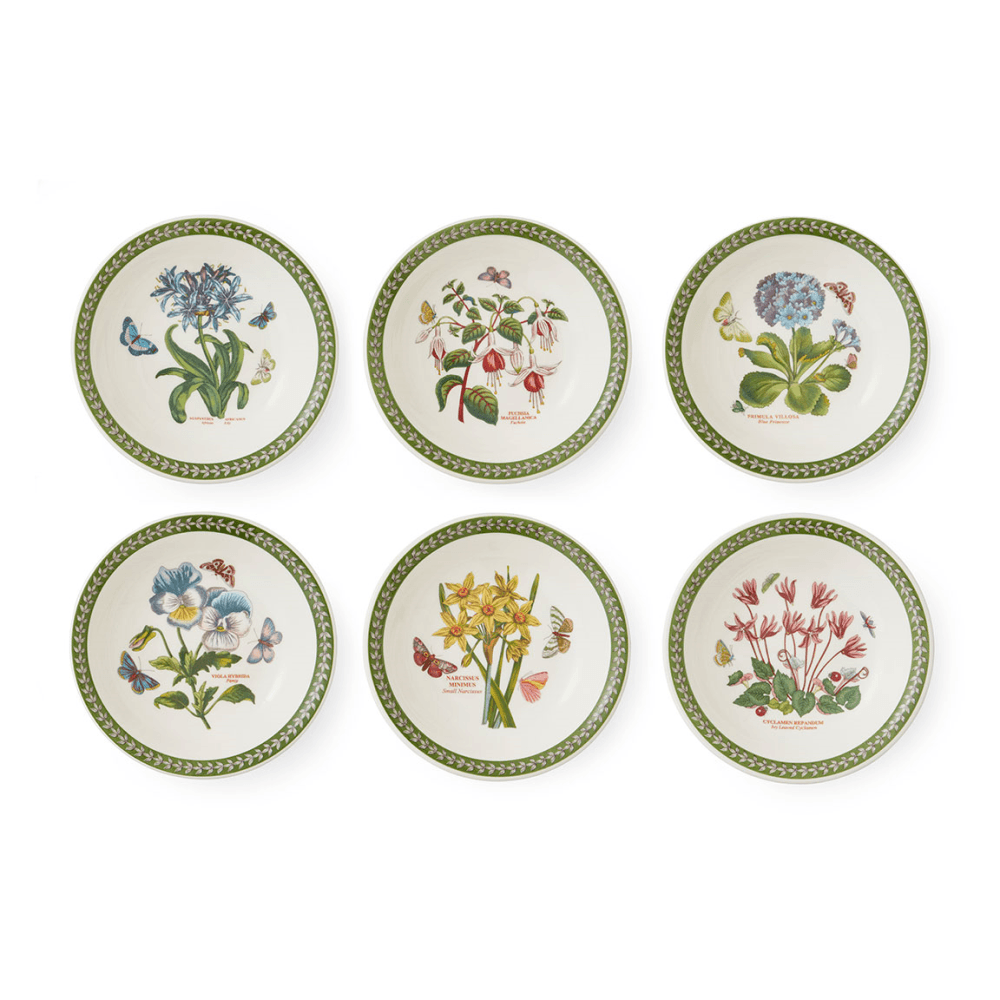 Botanic Garden Etchings Set of 6 Bowls, Multi