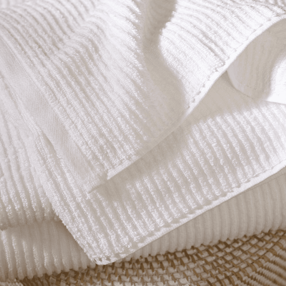 Super Soft Pure Cotton Ribbed Bath Towel, White