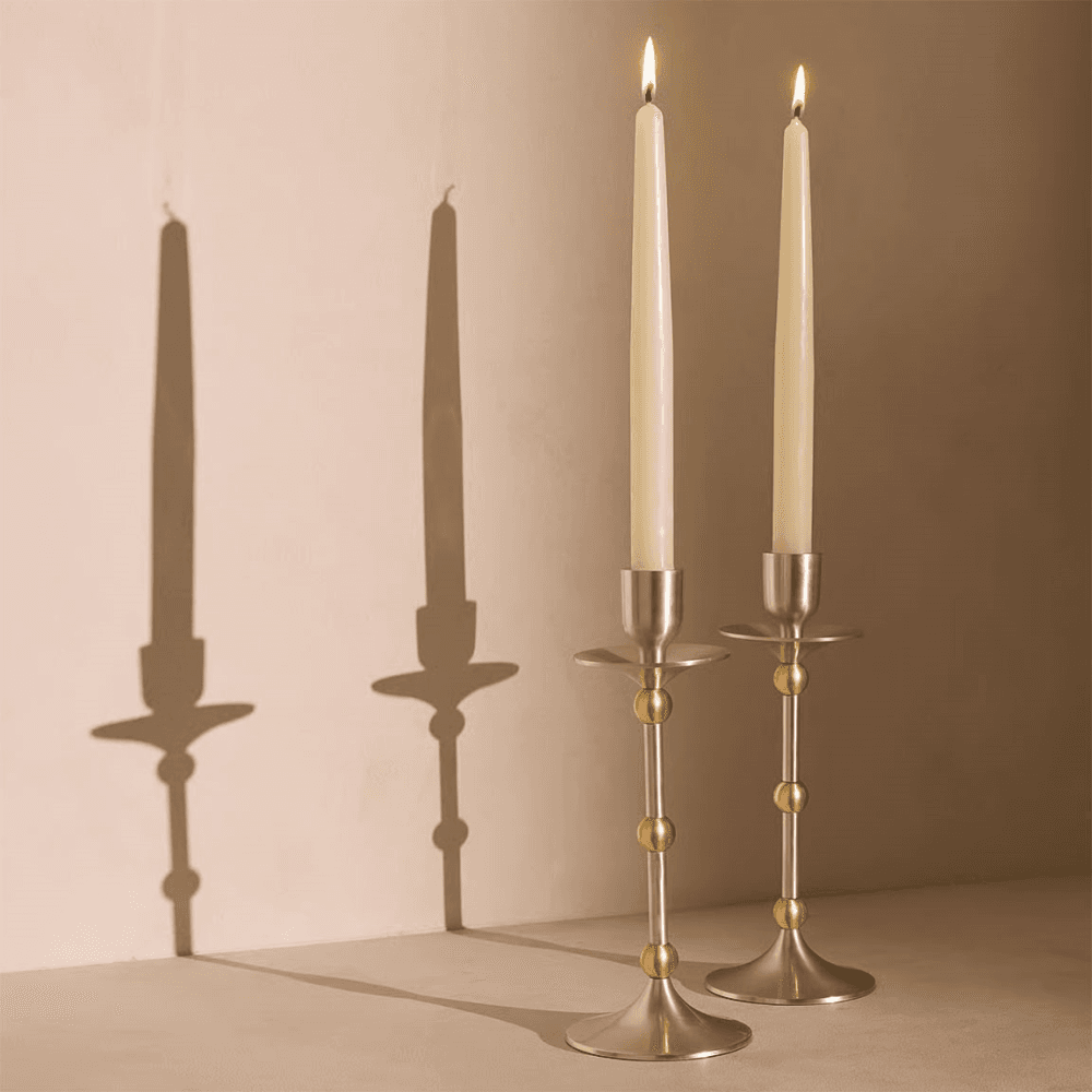 Cilia Set of 2 Candlesticks, Silver