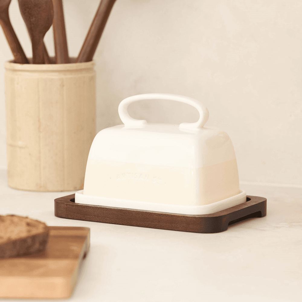 Butter Dish Set, White